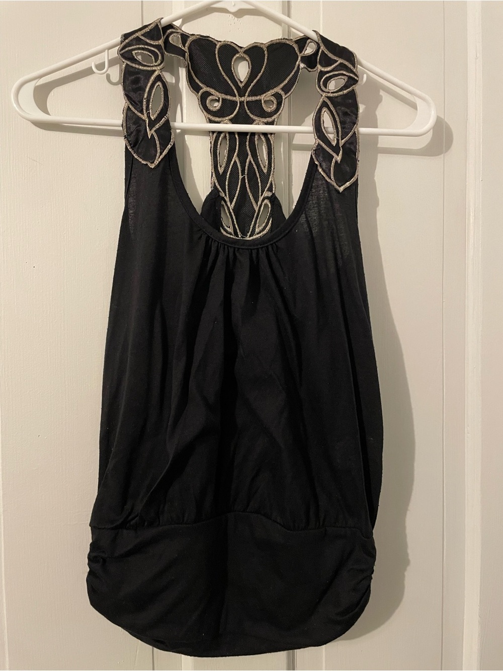 BONGO Black Tank Top with Silver Embroidered Accents